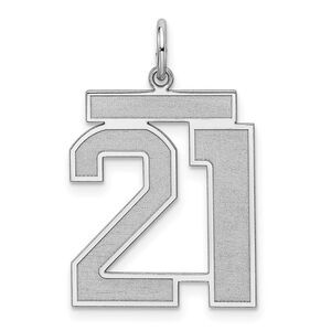 Sterling Silver, Jersey Collection, Large Number 21 Pendant
